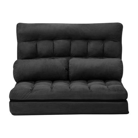Oikiture Lounge Sofa Bed Floor Recliner 2 seater Folding Green Charcoal