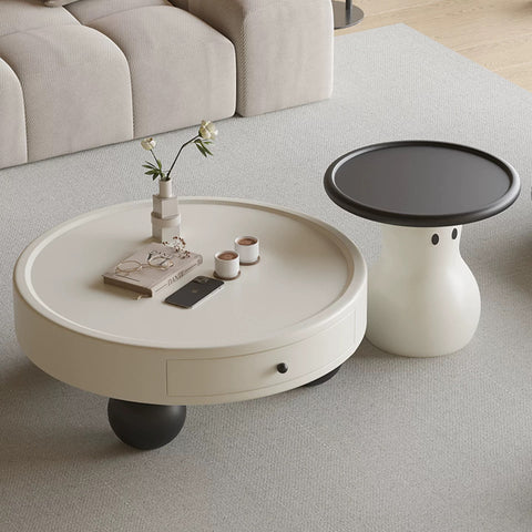 French-style cream-colored coffee table