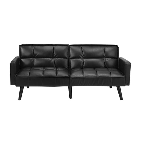 Oikiture Sofa Bed Convertible Velvet 3-Seater Grey Green
