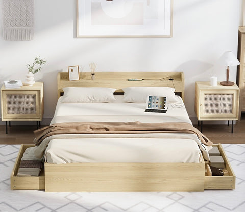 Solid wood tatami bed