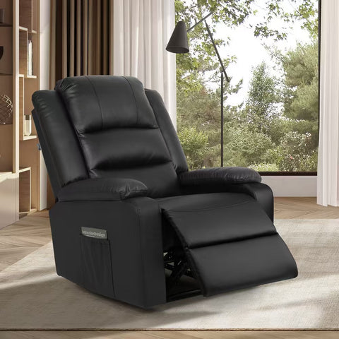 Recliner Chair Padded Lounge With Side Pocket Polyester Beige Grey Black