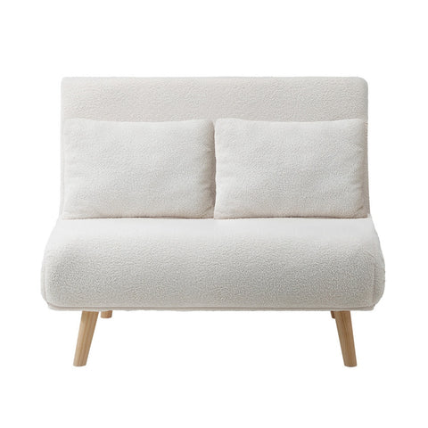 Oikiture Lounge Sofa Bed Linen Fabric Double Seat Grey Green White