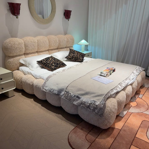 Italian lamb fur puff bed