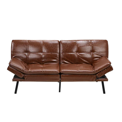 Oikiture Sofa Bed Futon Lounge Couch Convertible Leather 3-Seater Black