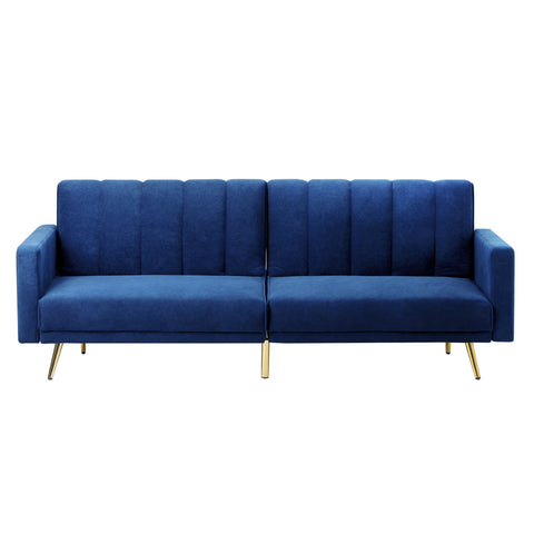 Oikiture 3-Seater Sofa Bed Velvet Black Blue Green