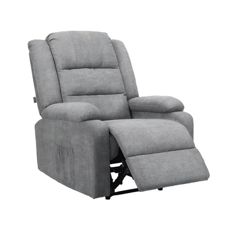 Recliner Chair Padded Lounge With Side Pocket Polyester Beige Grey Black