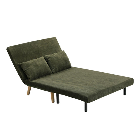 Oikiture Lounge Sofa Bed Linen Fabric Double Seat Grey Green White