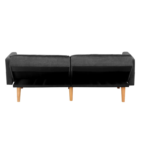 Oikiture Sofa Bed Convertible Velvet 3-Seater Grey Green