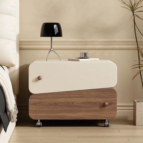 Solid wood bedside table with a rustic wooden style, simple and elegant bedroom storage cabinet