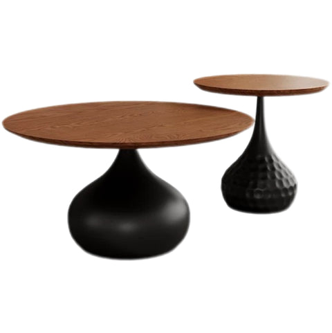 Retro walnut round coffee table