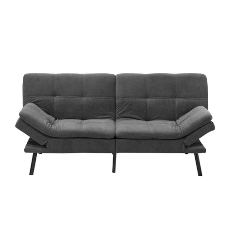 Oikiture Sofa Bed Futon Lounge Couch Convertible Leather 3-Seater Black