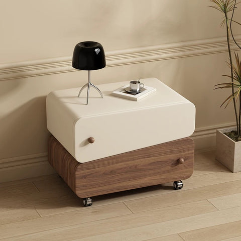 Solid wood bedside table with a rustic wooden style, simple and elegant bedroom storage cabinet