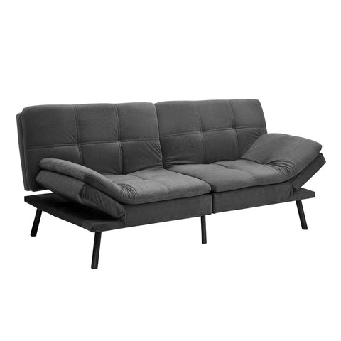 Oikiture Sofa Bed Futon Lounge Couch Convertible Leather 3-Seater Black