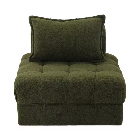 6 Seater Boucle Modular Sofa & Ottoman Set Green