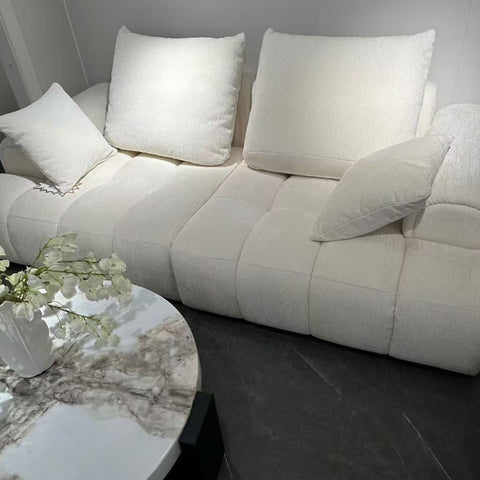 French-style cream-flavored white and green frothy puff sofa