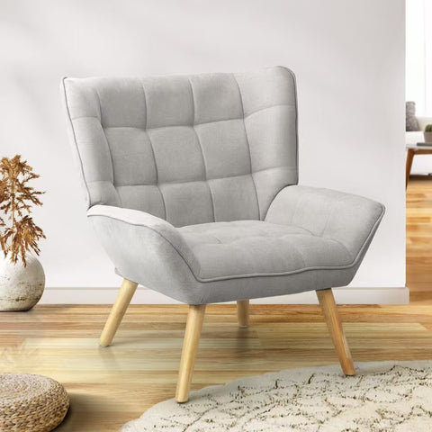 Armchair Fabric Upholstered Tub Chair Beige