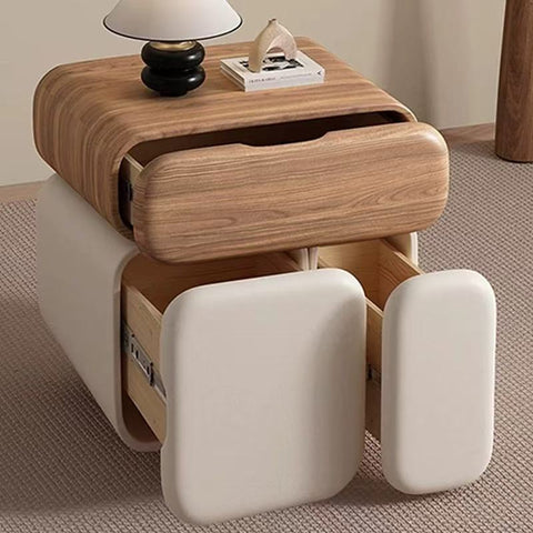 Solid wood bedside table with a simple, modern, luxurious and high-end style