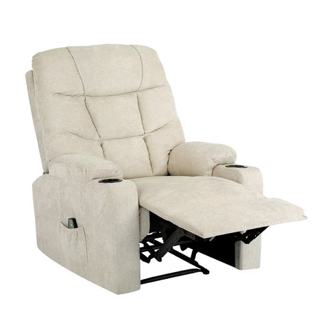 Recliner Chair Armchair with Side Pocket Leather Black Beige