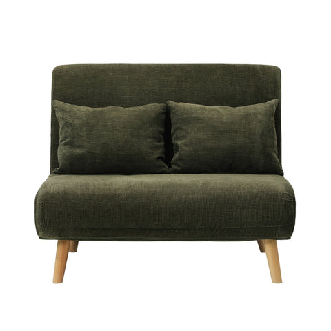 Oikiture Lounge Sofa Bed Linen Fabric Double Seat Grey Green White
