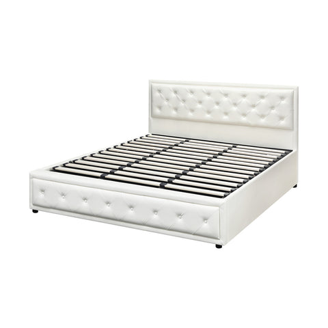 AMG-Bed Frame with Storage Space Gas Lift White