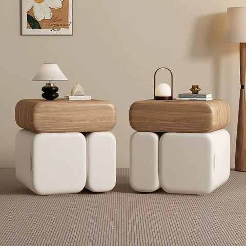 Solid wood bedside table with a simple, modern, luxurious and high-end style