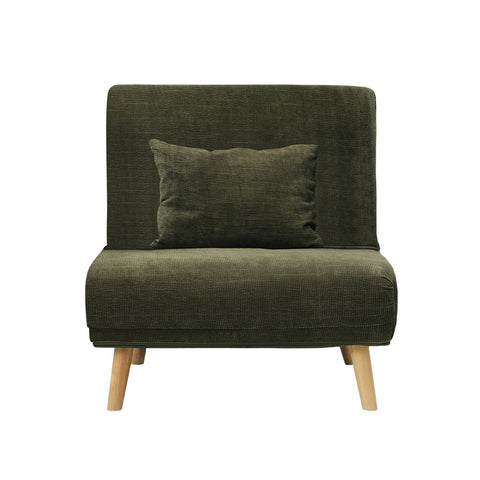 Oikiture Lounge Sofa Bed Polyester Single Seat Green Gray White