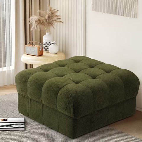 Seater Boucle Modular Sofa Armless TOFU Back Green