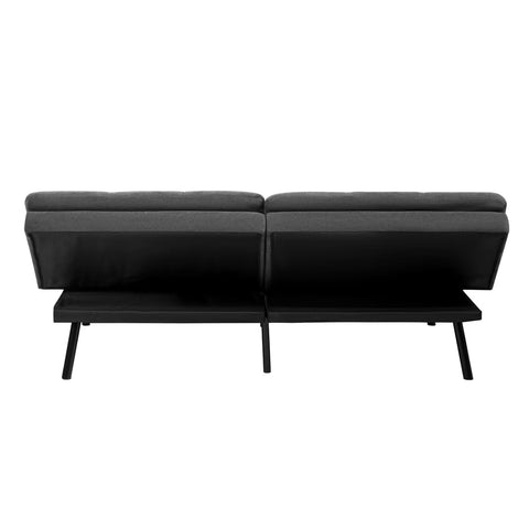 Oikiture Sofa Bed Futon Lounge Couch Convertible Leather 3-Seater Black