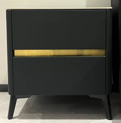 Armored Leather Bedside Table