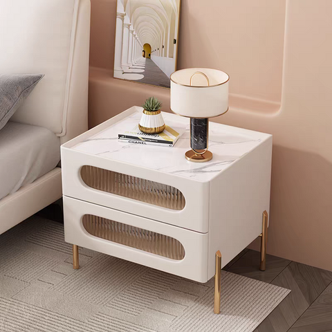 Glass bedside cabinet