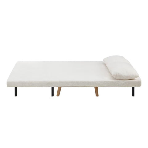 Oikiture Lounge Sofa Bed Linen Fabric Double Seat Grey Green White