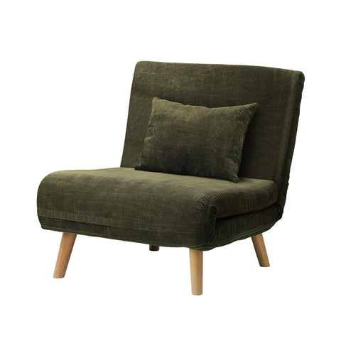 Oikiture Lounge Sofa Bed Polyester Single Seat Green Gray White