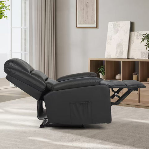 Recliner Chair Padded Lounge With Side Pocket Polyester Beige Grey Black