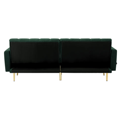 Oikiture 3-Seater Sofa Bed Velvet Black Blue Green