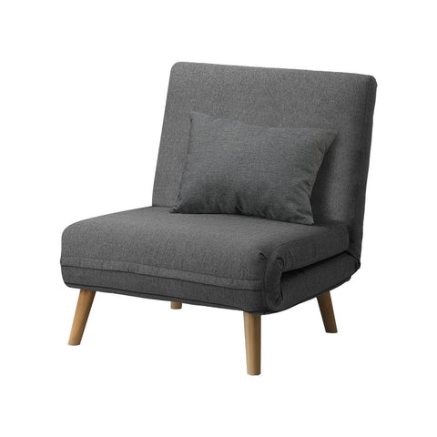 Oikiture Lounge Sofa Bed Polyester Single Seat Green Gray White