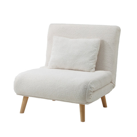Oikiture Lounge Sofa Bed Polyester Single Seat Green Gray White