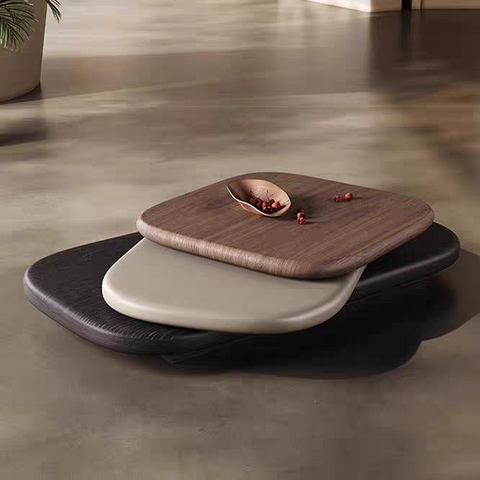 Rotating irregular-shaped coffee table