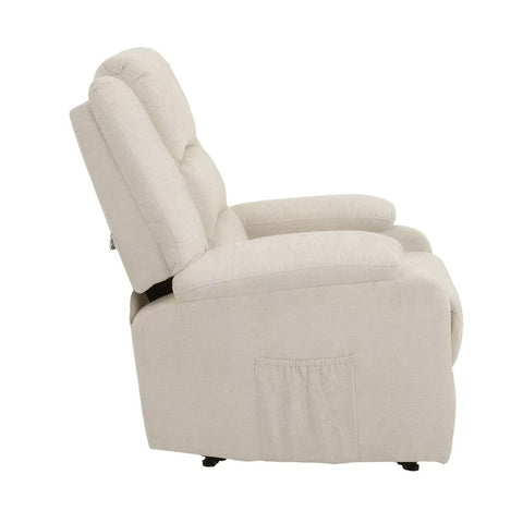 Recliner Chair Padded Lounge With Side Pocket Polyester Beige Grey Black