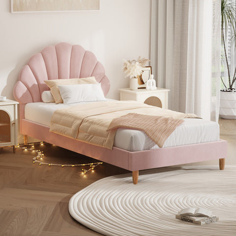 AMG--BED FRAME SCALLOP-SHAPE BEDHEAD