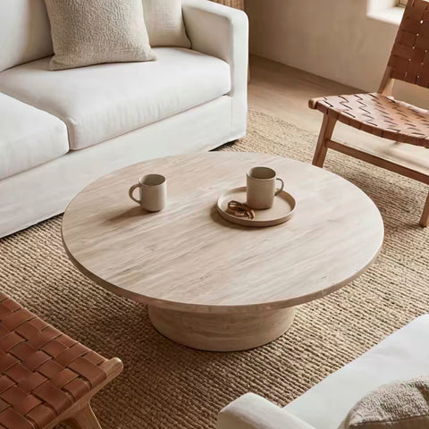 Ancient Zen-style natural cave stone round coffee table