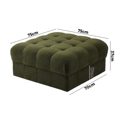 Seater Boucle Modular Sofa Armless TOFU Back Green