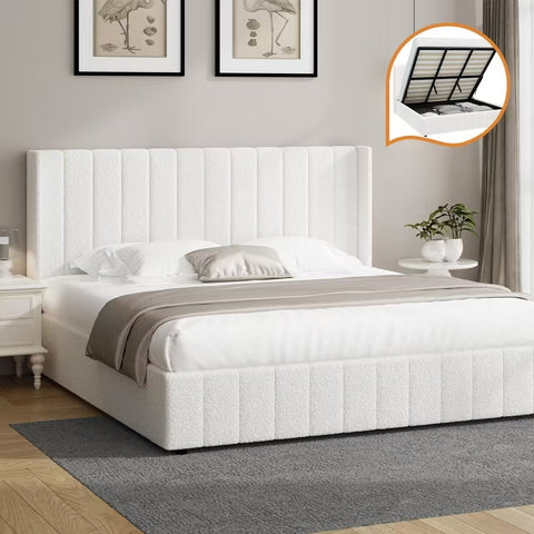AMG-Tufted Bedhead Boucle Fabric White
