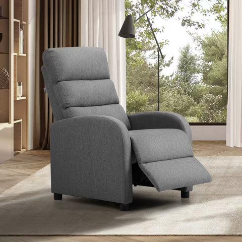 Recliner Chair Armchair with Side Pocket Leather  Grey