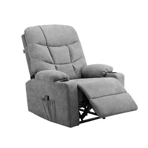 Recliner Chair Armchair with Side Pocket Leather Black Beige