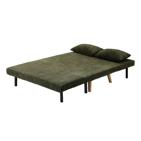 Oikiture Lounge Sofa Bed Linen Fabric Double Seat Grey Green White