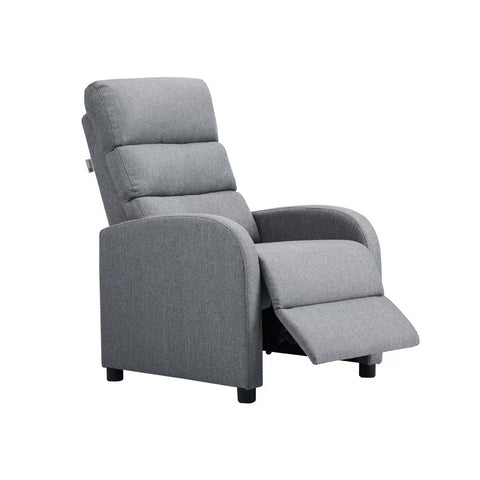 Recliner Chair Armchair with Side Pocket Leather  Grey