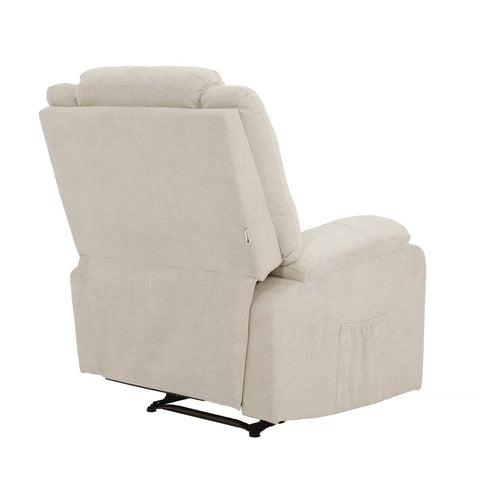Recliner Chair Padded Lounge With Side Pocket Polyester Beige Grey Black