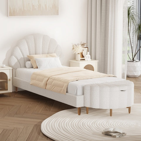 AMG--BED FRAME SCALLOP-SHAPE BEDHEAD