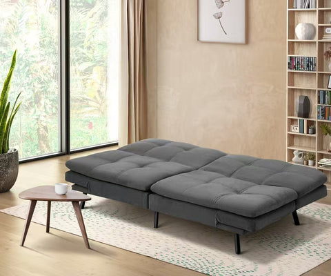 Oikiture Sofa Bed Futon Lounge Couch Convertible Leather 3-Seater Black