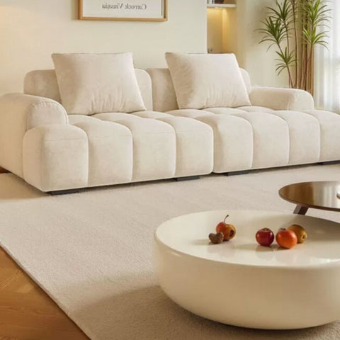 French-style cream-flavored white and green frothy puff sofa